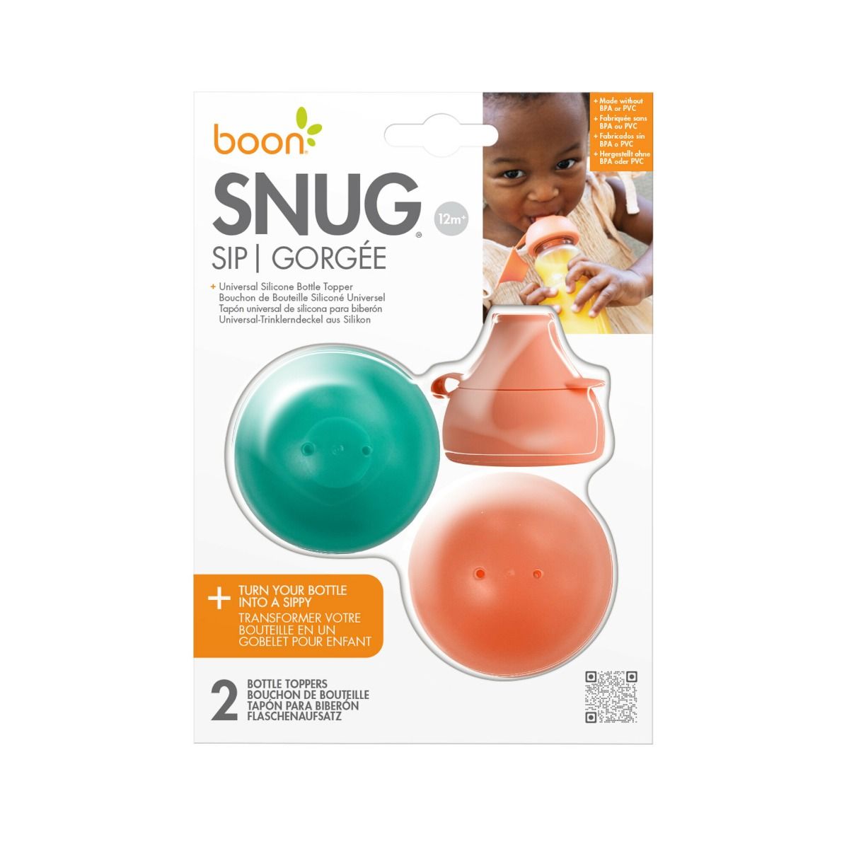 Boon Snug Sip Bottle Topper With Case 2pk for toddlers. MOD & TOD