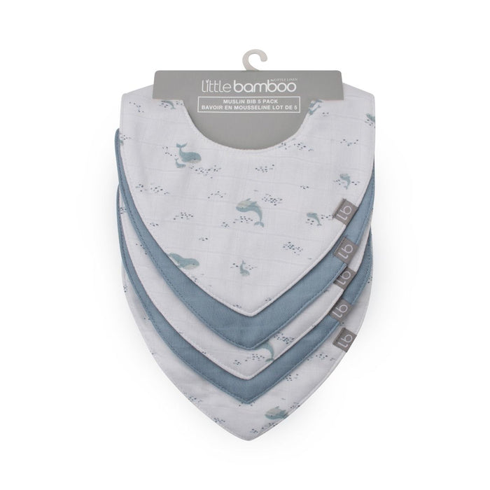 Bamboo Ruffle Bib Little Bamboo Muslin Bib 5pk - Retro Blue