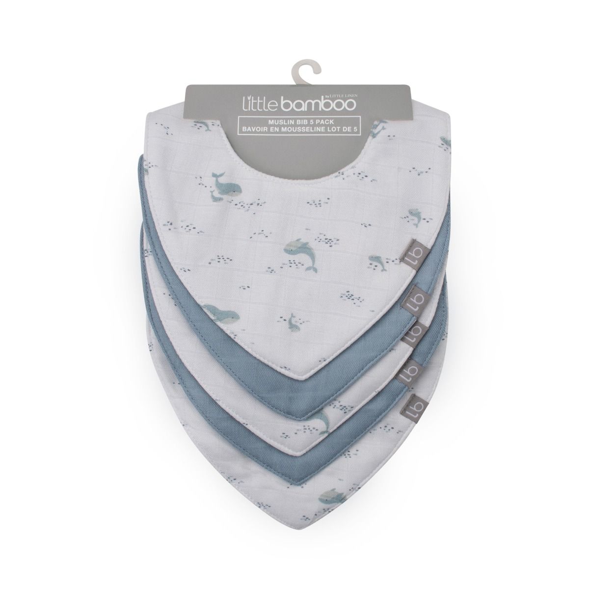 Little Bamboo Muslin Bib 5pk - Retro Blue | Baby Jersey Bib | modandtod.com