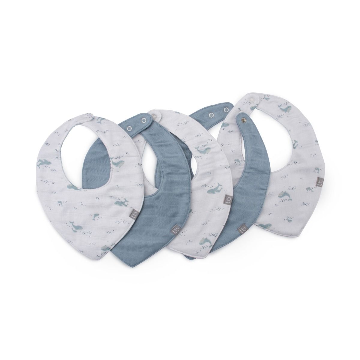 Little Bamboo Muslin Bib 5pk - Retro Blue | Baby Jersey Bib | modandtod.com