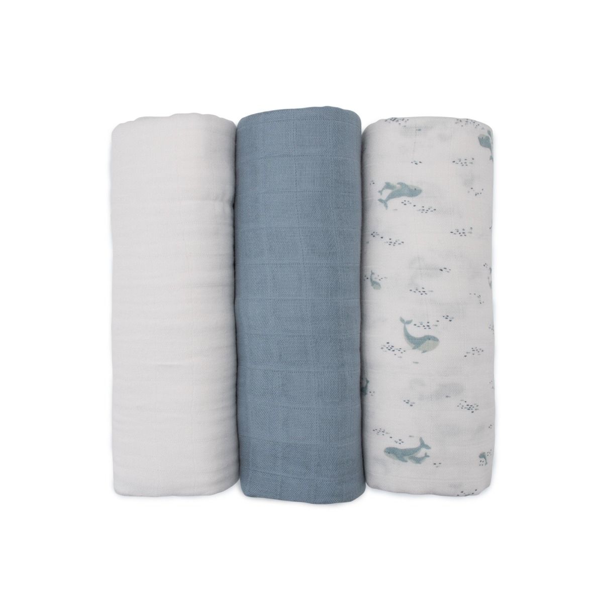 Little Bamboo Muslin Wrap 3Pk - Retro Blue | Baby Muslin Swaddles | modandtod.com