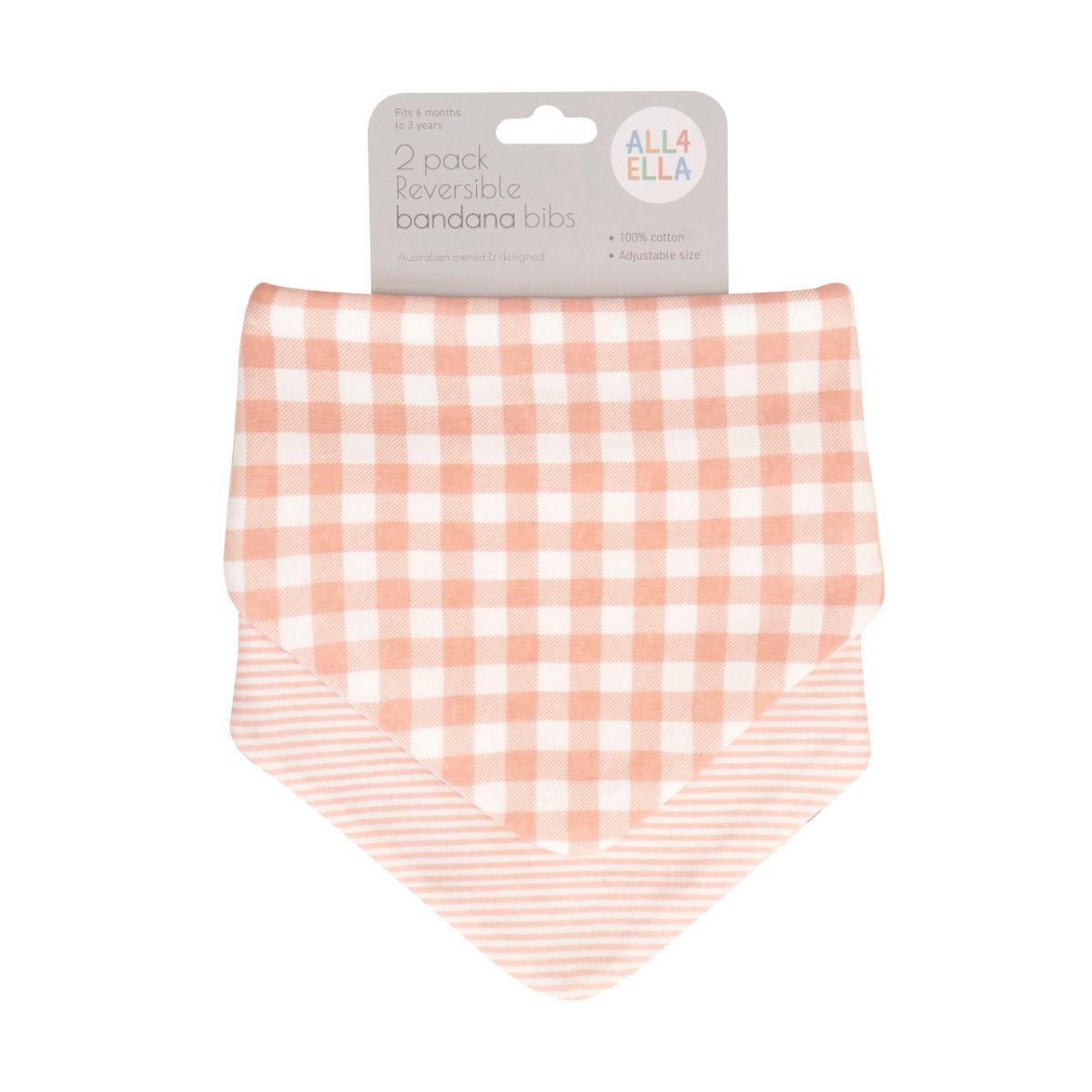 All4Ella Bandana Bibs 2pk - Gingham Strawberry for baby. MOD & TOD