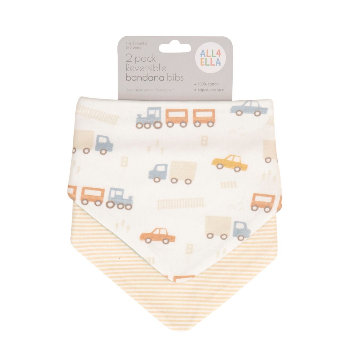 All4Ella Bandana Bibs 2pk - Trucks for baby. MOD & TOD