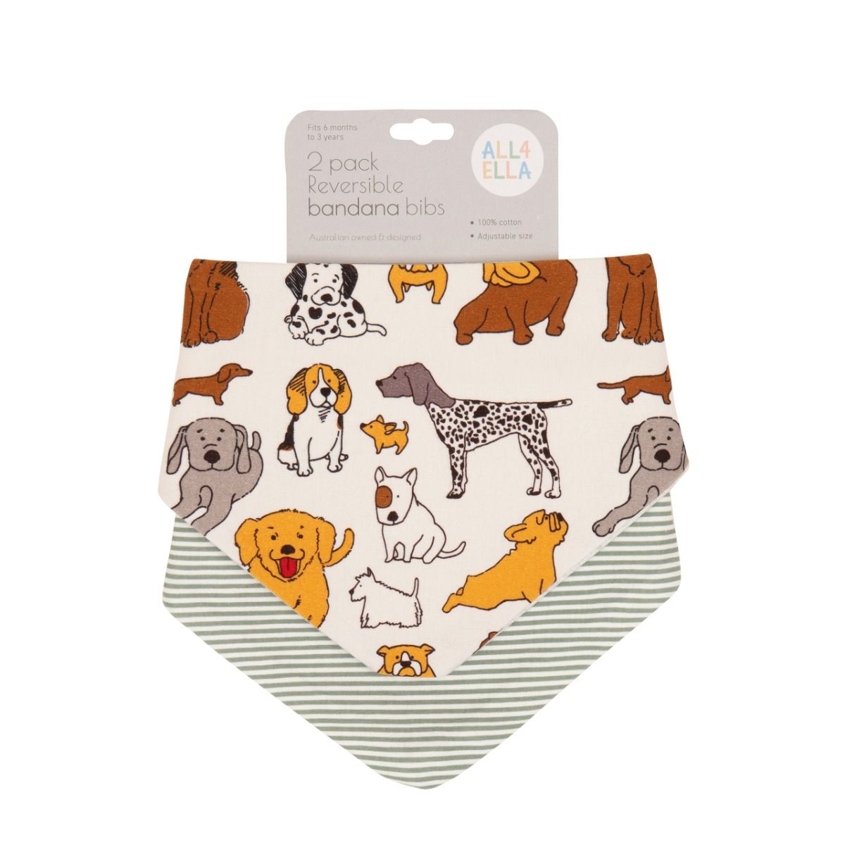 All4Ella Bandana Bibs 2pk - Dog Breed for baby. MOD & TOD