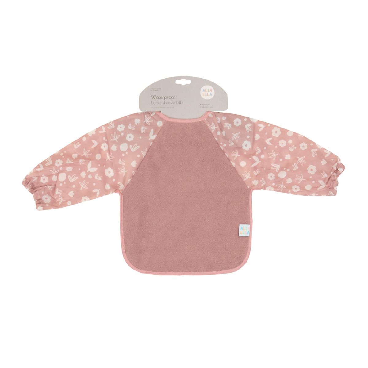 All4ella Long Sleeve Bib - Dusty Pink for baby and toddler starting solids and baby led weaning. MOD & TOD