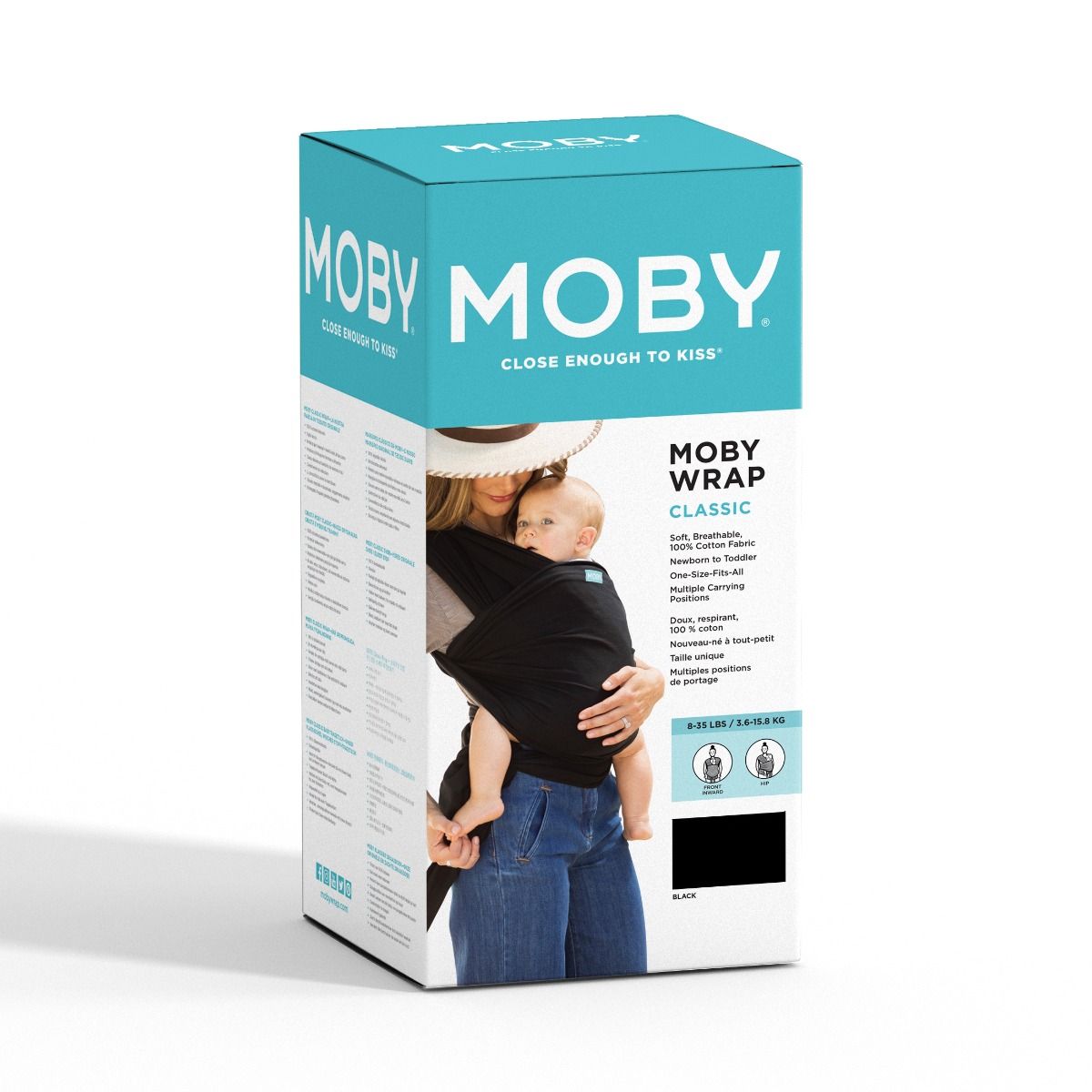 Moby Classic Wrap- Black for baby wearing. MOD & TOD