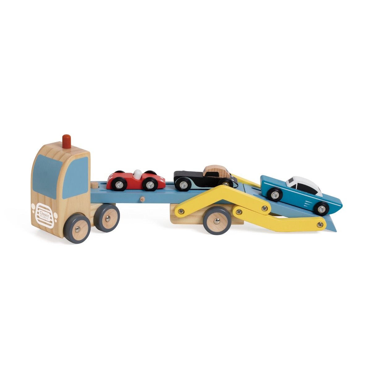 Classic World Car Transporter Truck - Blue/Yellow for toddlers. MOD & TOD