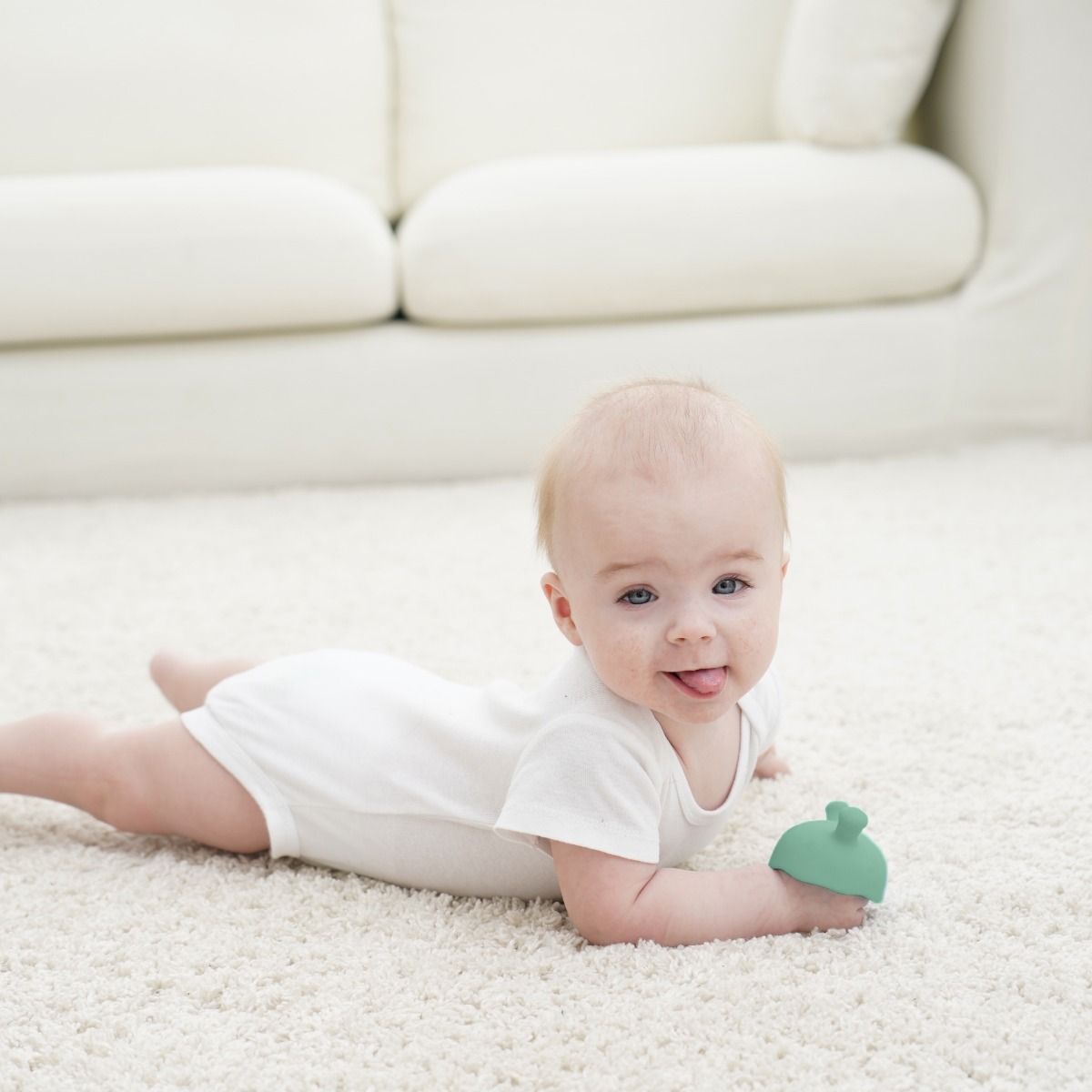 Mombella Mushroom Teether - Eucalyptus | Baby Teething Toy | Silicone Teether | modandtod.com