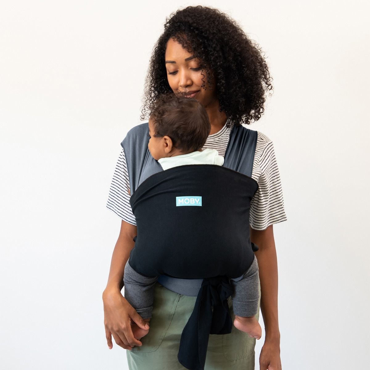 Moby Easy Wrap - Charcoal/Black baby carrier / wrap for mums. MOD & TOD