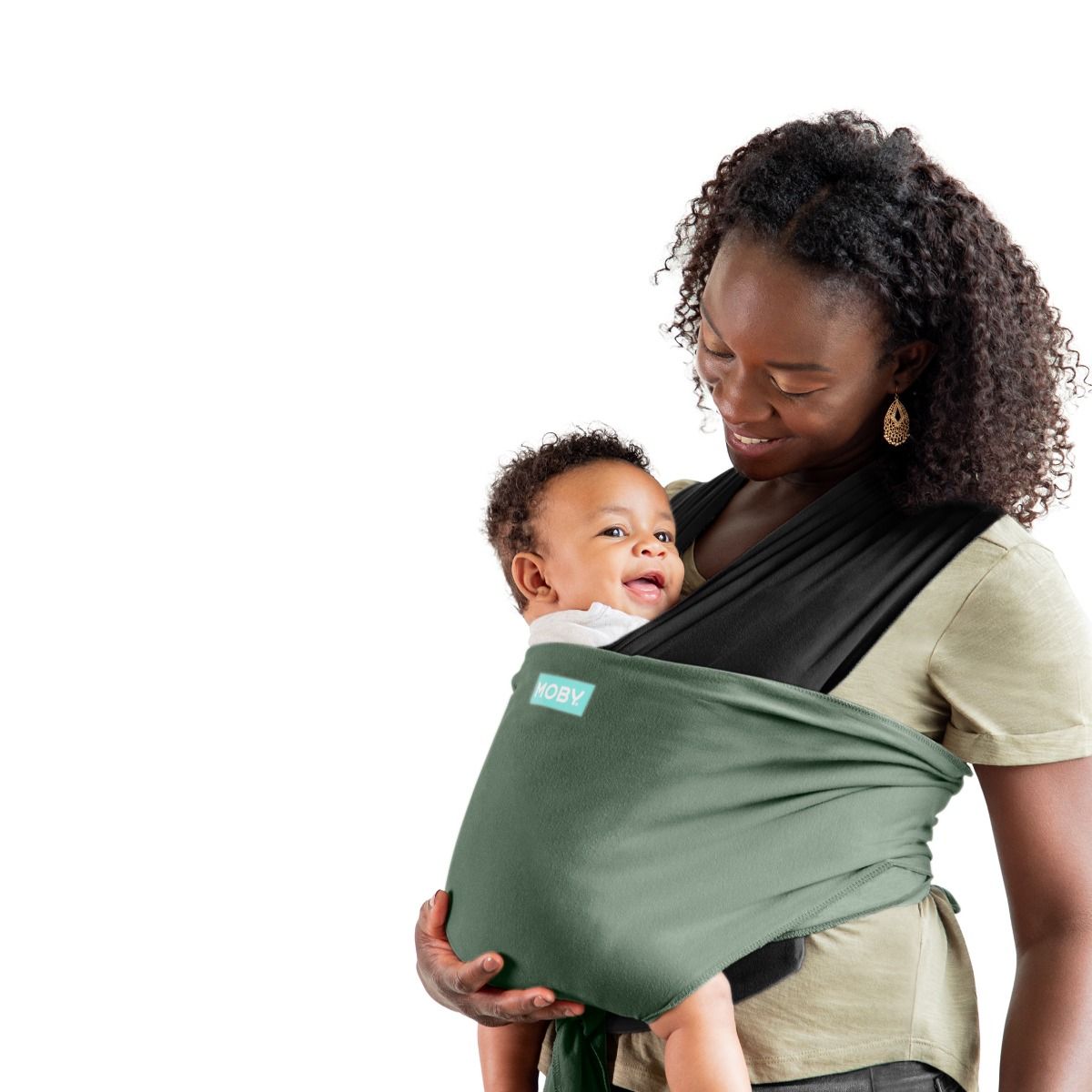 Moby Easy Wrap - Olive/Onyx baby carrier for mum and baby. MOD & TOD