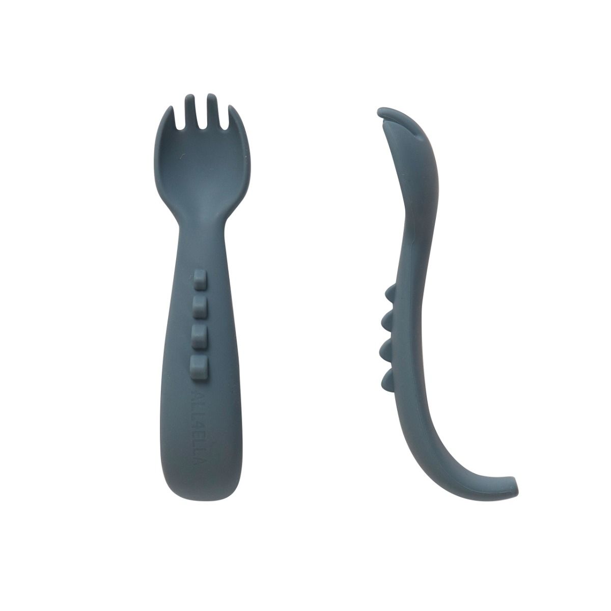 All4ella Comfy Grip Silicone Forks 2pk - Slate Blue for baby starting solids baby led weaning MOD & TOD