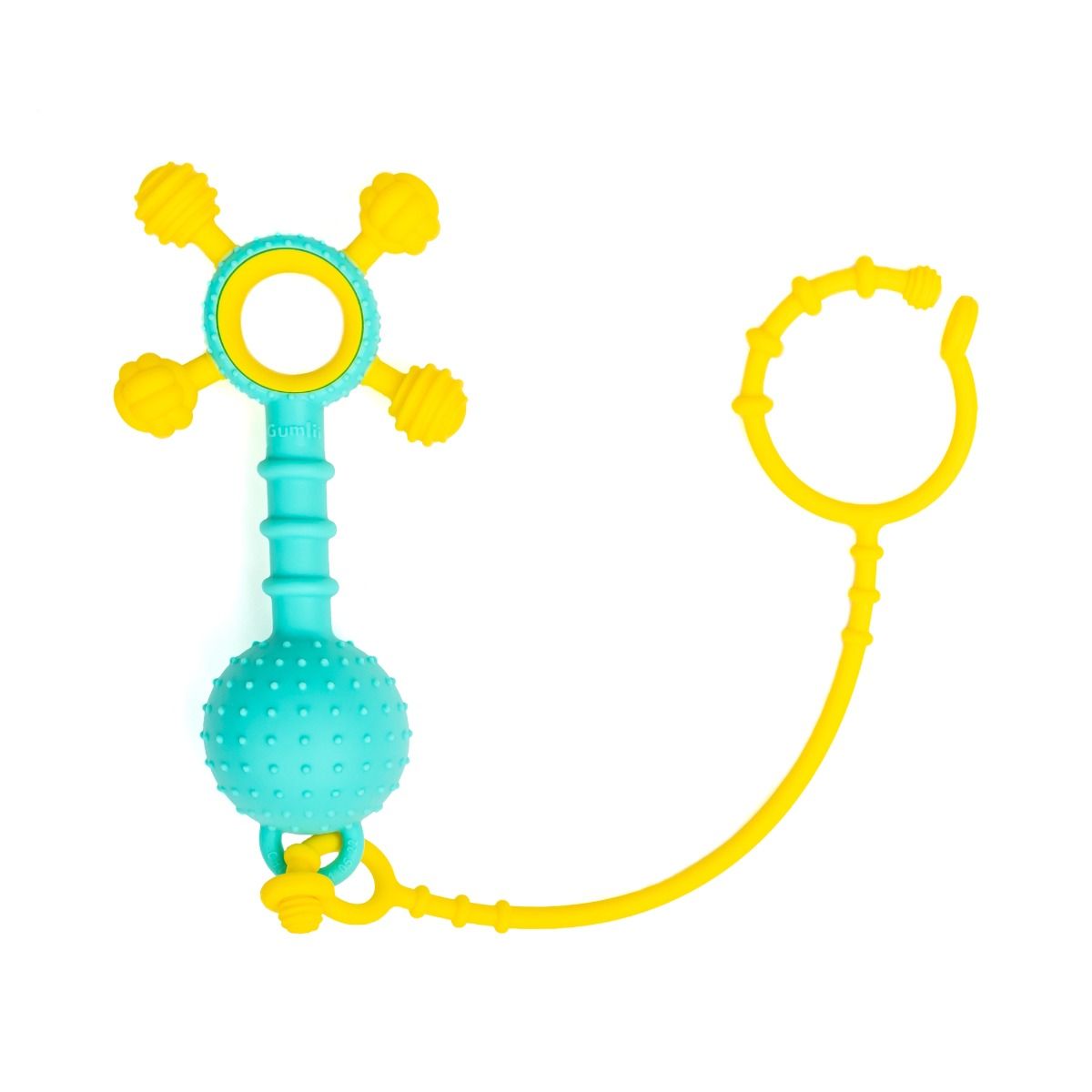 Mobi Gumlii silicone sonsory teether and rattle for teething baby. MOD & TOD