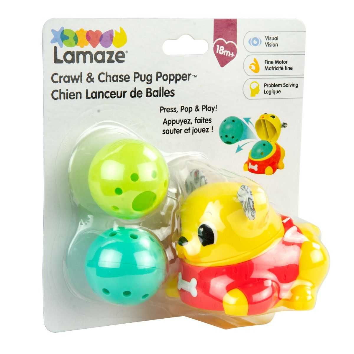 Lamaze Crawl & Chase Pug Popper Baby Toy | modandtod.com