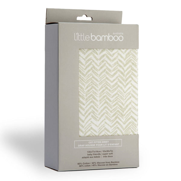 Little Bamboo Jersey Fitted Cot Sheet | Herringbone Whisper