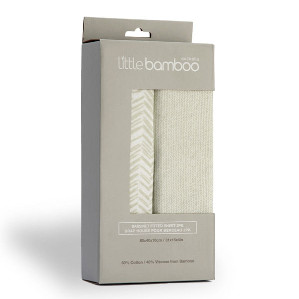 Little Bamboo Jersey Fitted Bassinet Sheet 2PK | Herringbone Whisper
