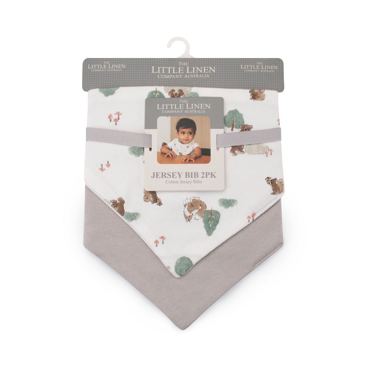 The Little Linen Company Jersey Bib 2pk - Willow Bear | modandtod.com
