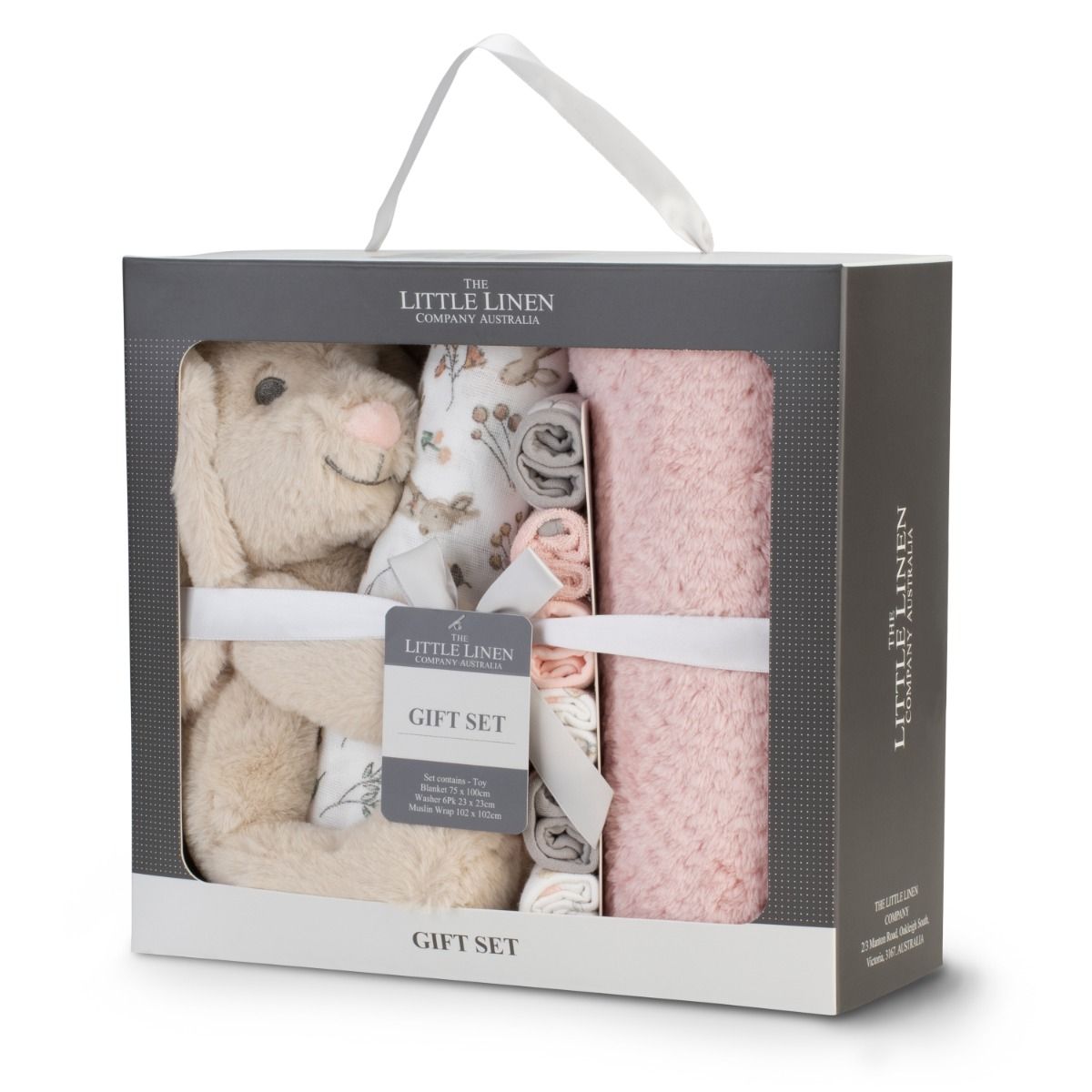 The Little Linen Company Boxed Gift Set - Harvest Bunny | Baby Plush Blanket, Cuddly Plush Toy, 6 Knitted Terry Washers, Muslin Wrap | modandtod.com