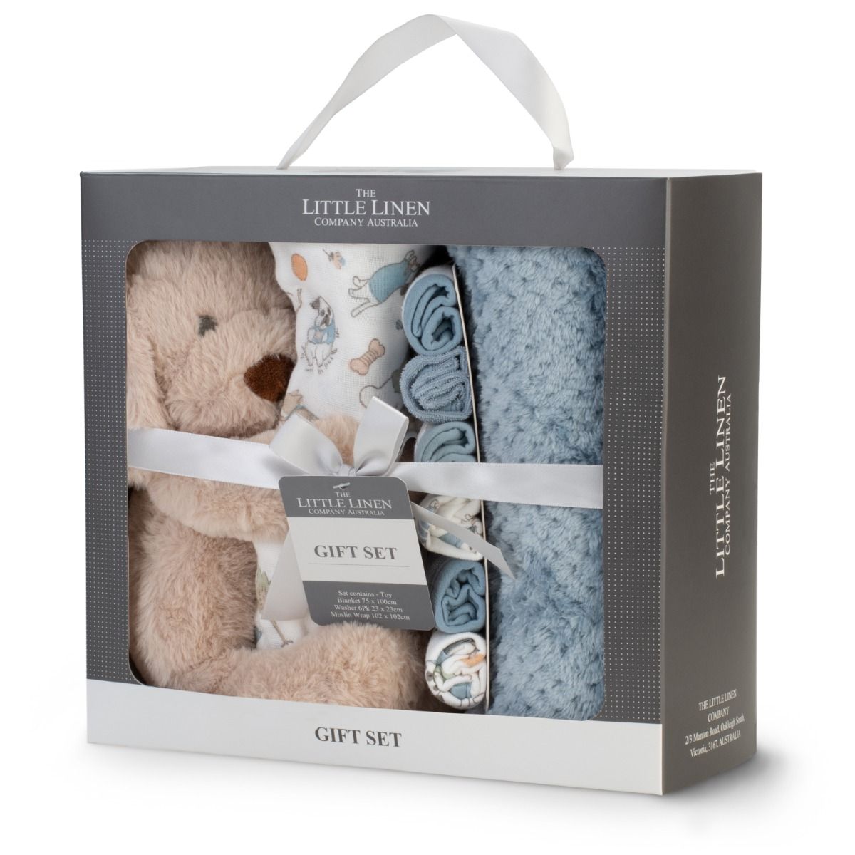 The Little Linen Company Boxed Gift Set - Barklife Dog | Baby Plush Blanket, Cuddly Plush Toy, 6 Knitted Terry Washers, Muslin Wrap | modandtod.com