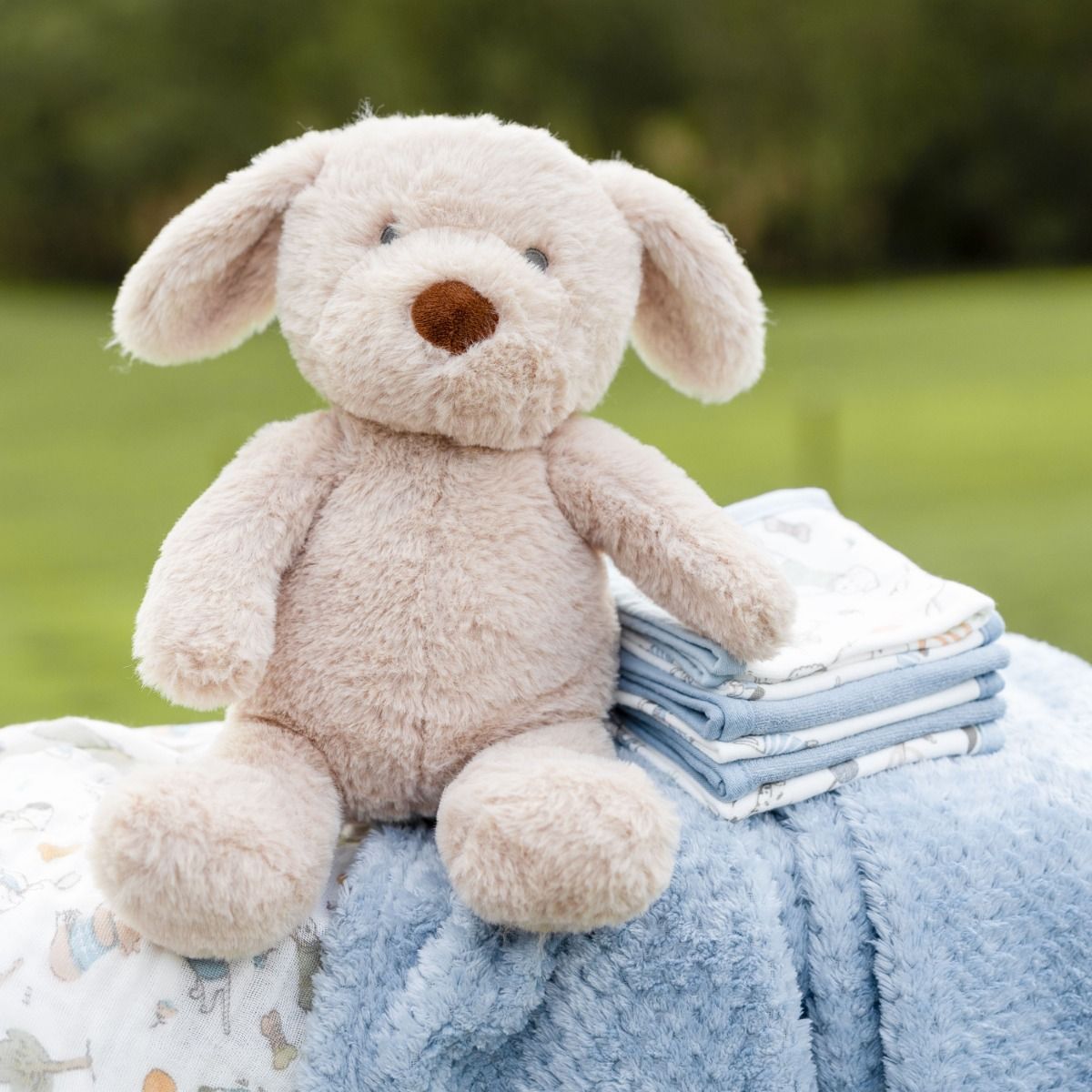 The Little Linen Company Boxed Gift Set - Barklife Dog | Baby Plush Blanket, Cuddly Plush Toy, 6 Knitted Terry Washers, Muslin Wrap | modandtod.com