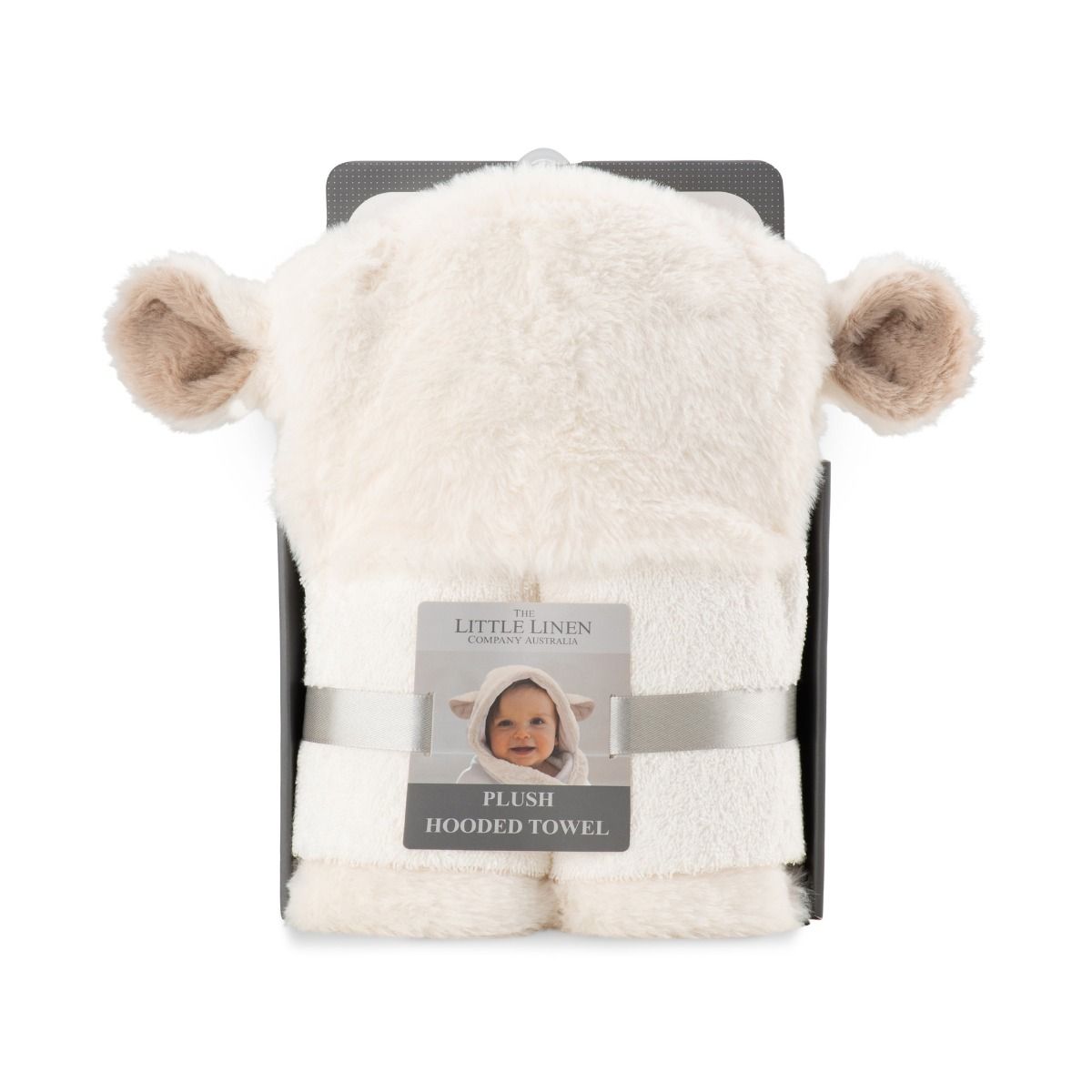 The Little Linen Company Plush Hooded Towel - Farmyard Lamb