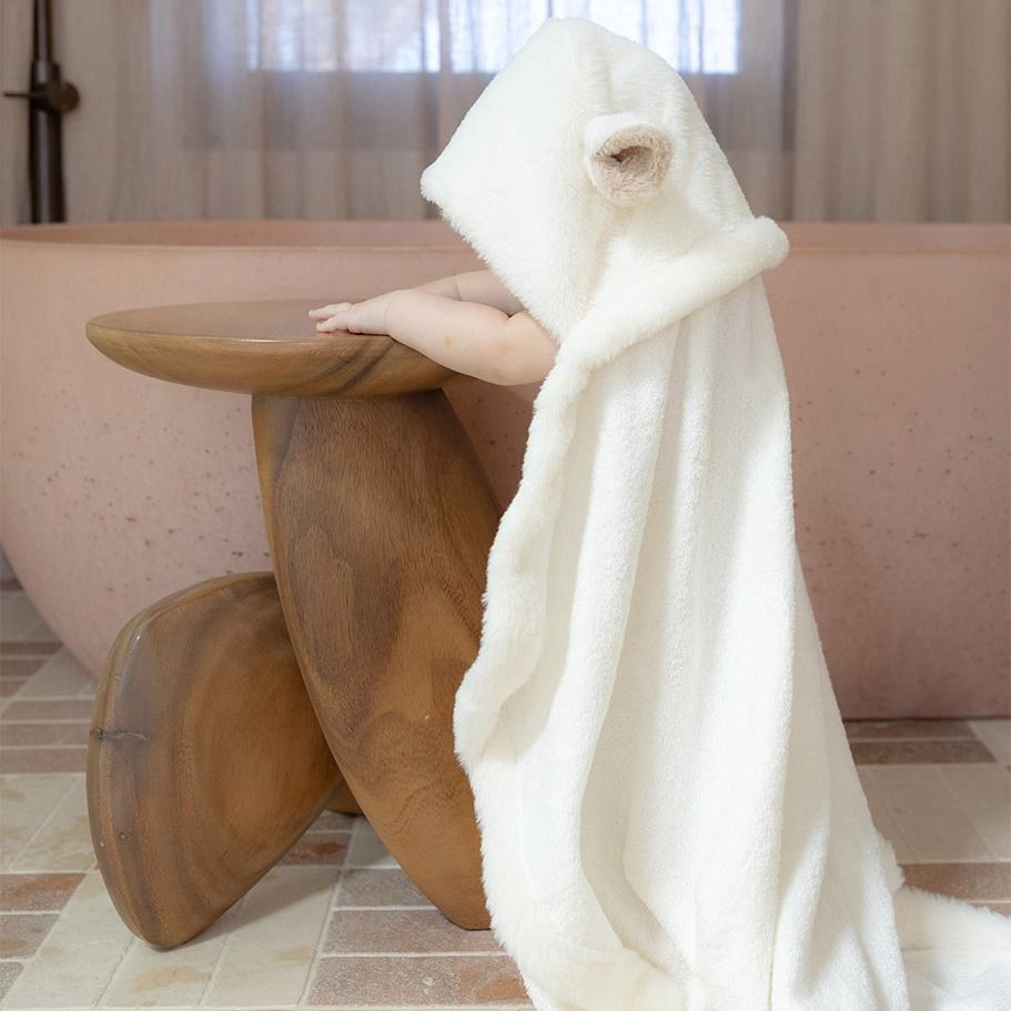 The Little Linen Company Plush Hooded Towel - Farmyard Lamb