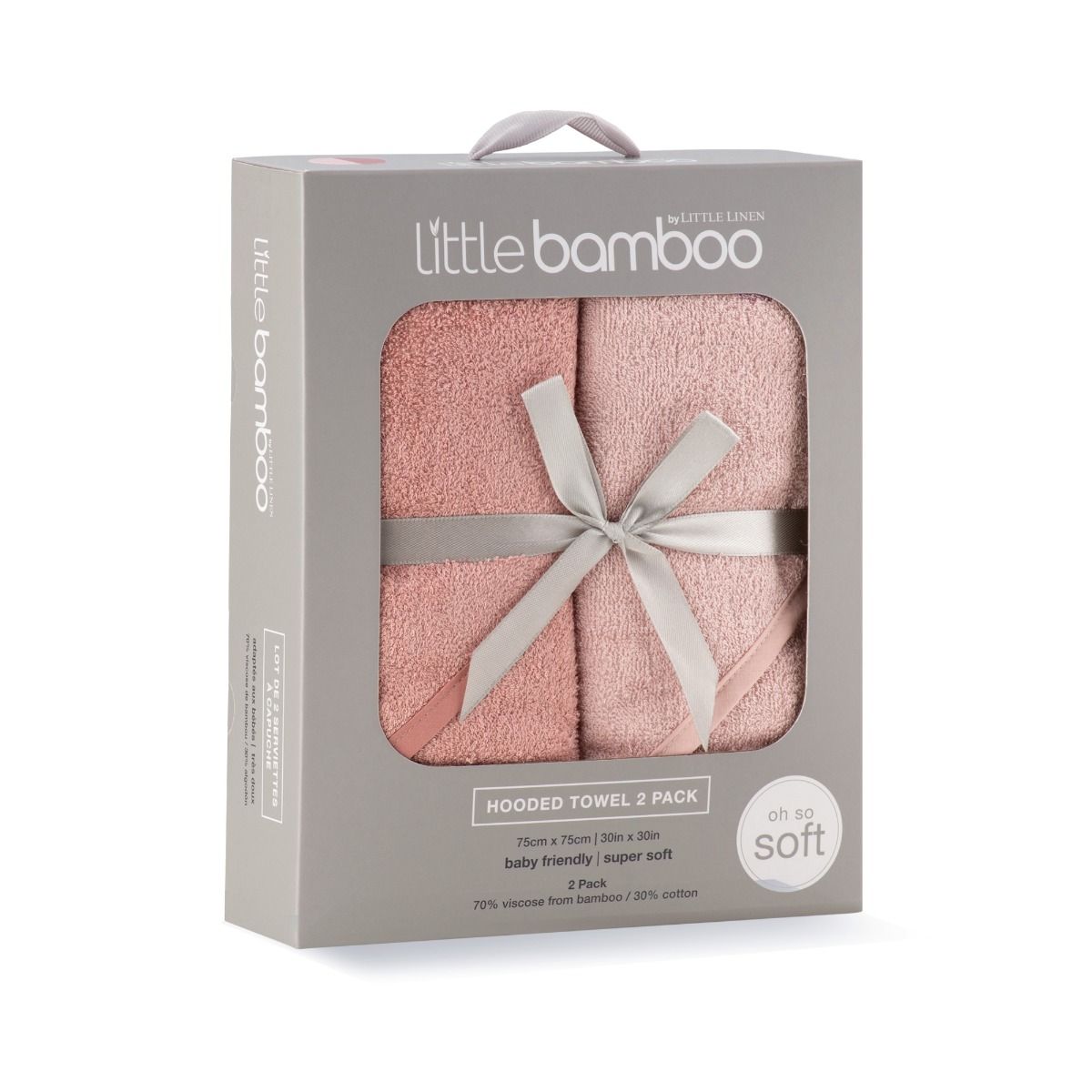 Little Bamboo Hooded Towel 2pk - Dusty Rose | Baby Bath Towel | modandtod.com