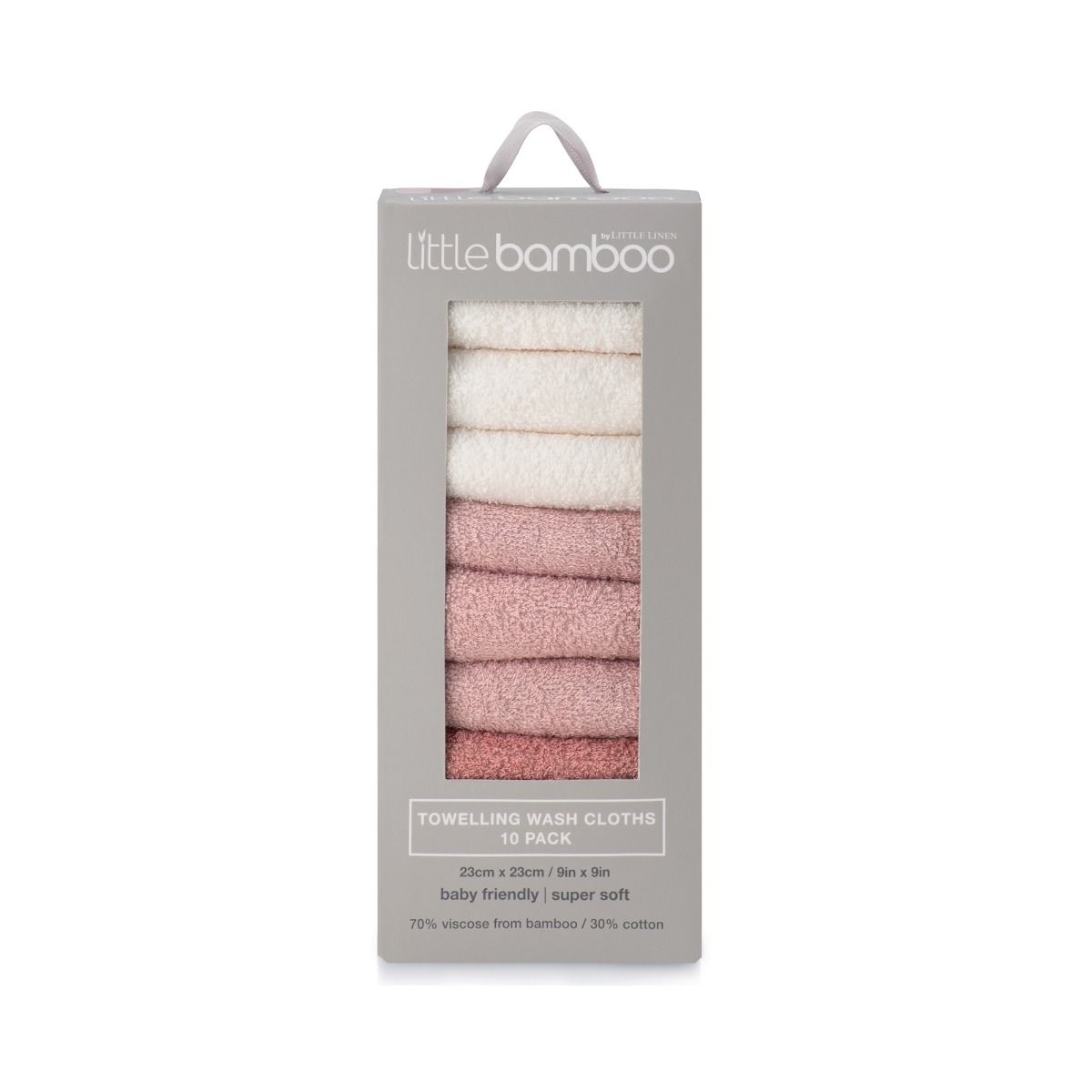 Little Bamboo Towelling Washer 10pk - Dusty Rose