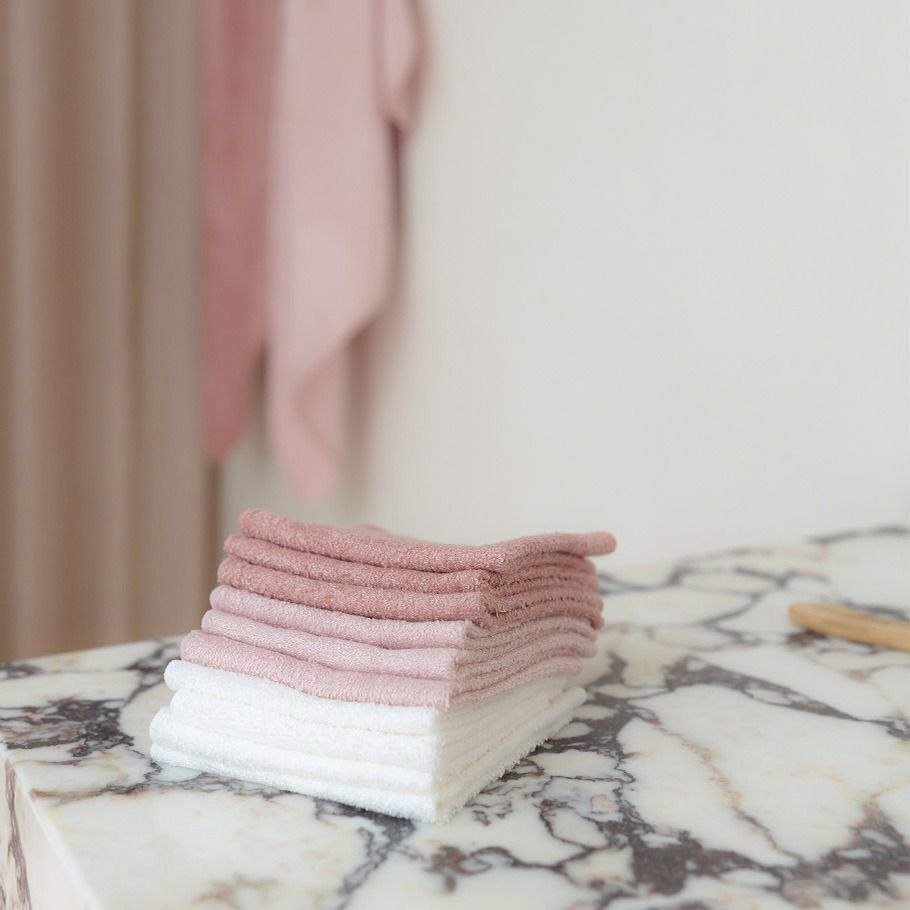 Little Bamboo Towelling Washer 10pk - Dusty Rose