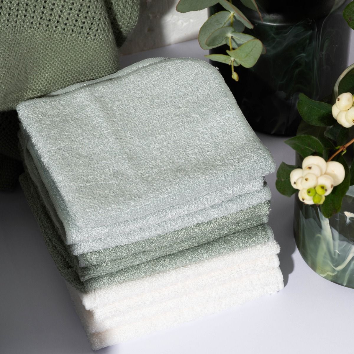 Little Bamboo Towelling Washer 10pk - Bayleaf | modandtod.com