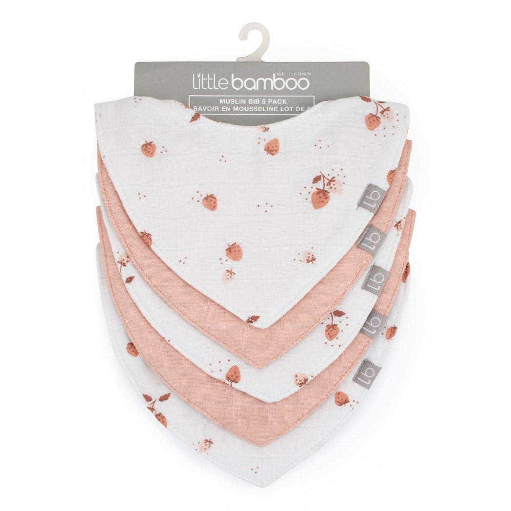 Little Bamboo Muslin Bib 5pk - Dusty Rose | modandtod.com