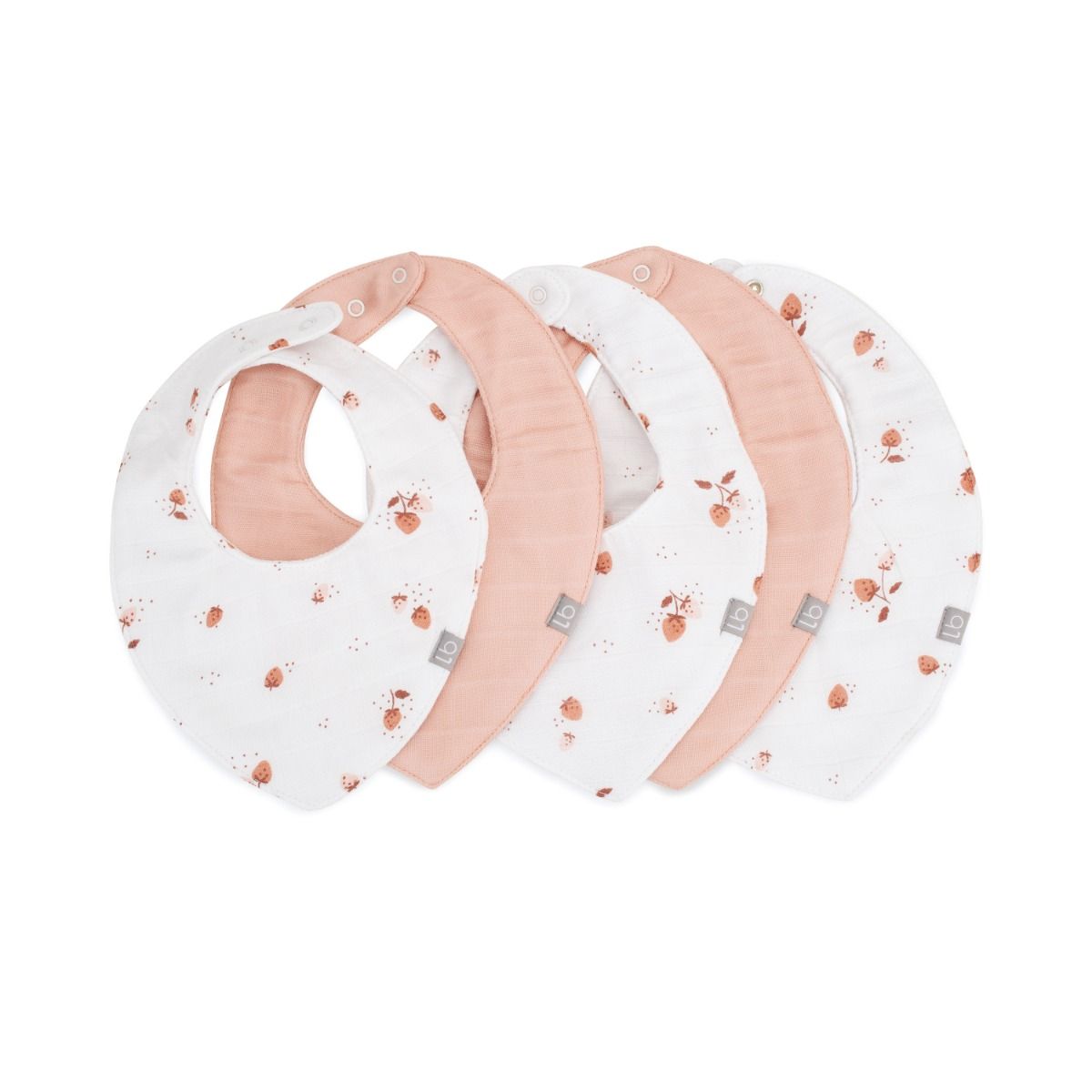 Little Bamboo Muslin Bib 5pk - Dusty Rose | modandtod.com