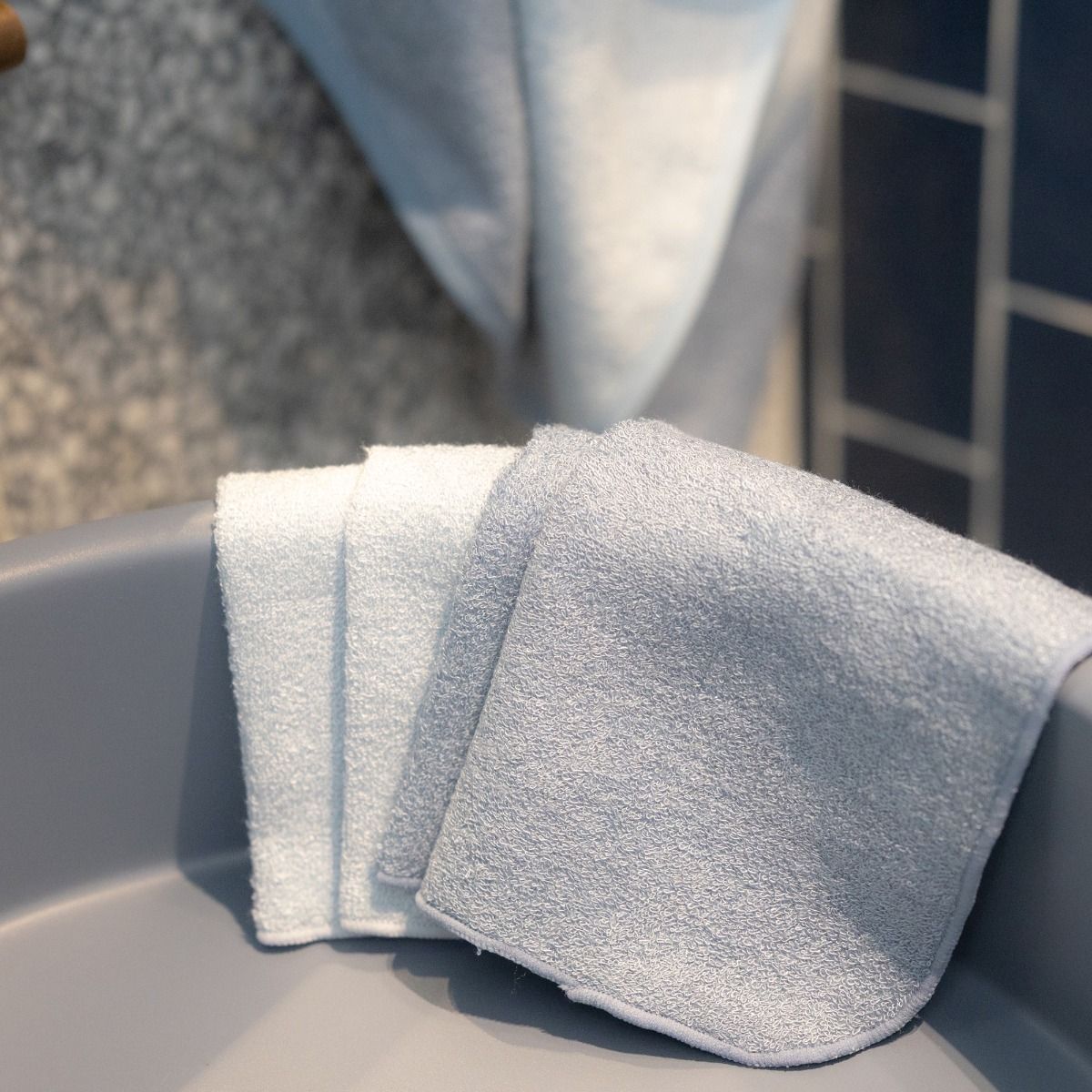 Little Bamboo Towelling Washer 10pk - Retro Blue | modandtod.com
