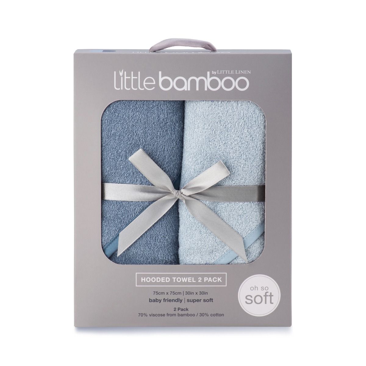 Little Bamboo Hooded Towel 2pk - Retro Blue | Baby Bath Hooded Towels | modandtod.com