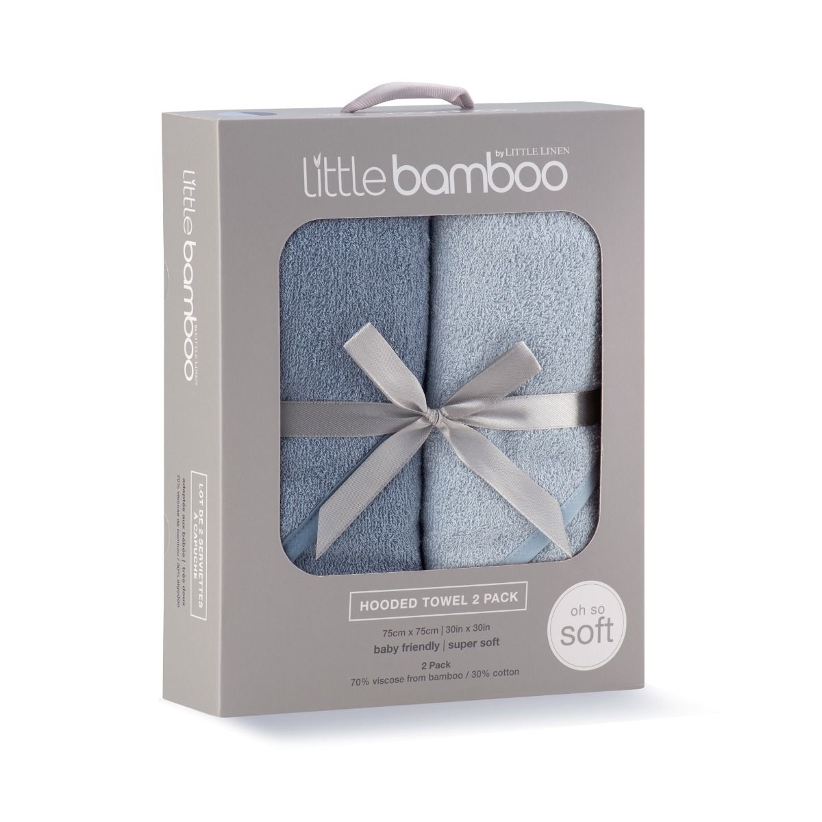 Little Bamboo Hooded Towel 2pk - Retro Blue | Baby Bath Hooded Towels | modandtod.com