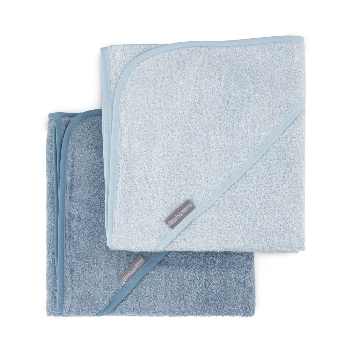 Little Bamboo Hooded Towel 2pk - Retro Blue | Baby Bath Hooded Towels | modandtod.com
