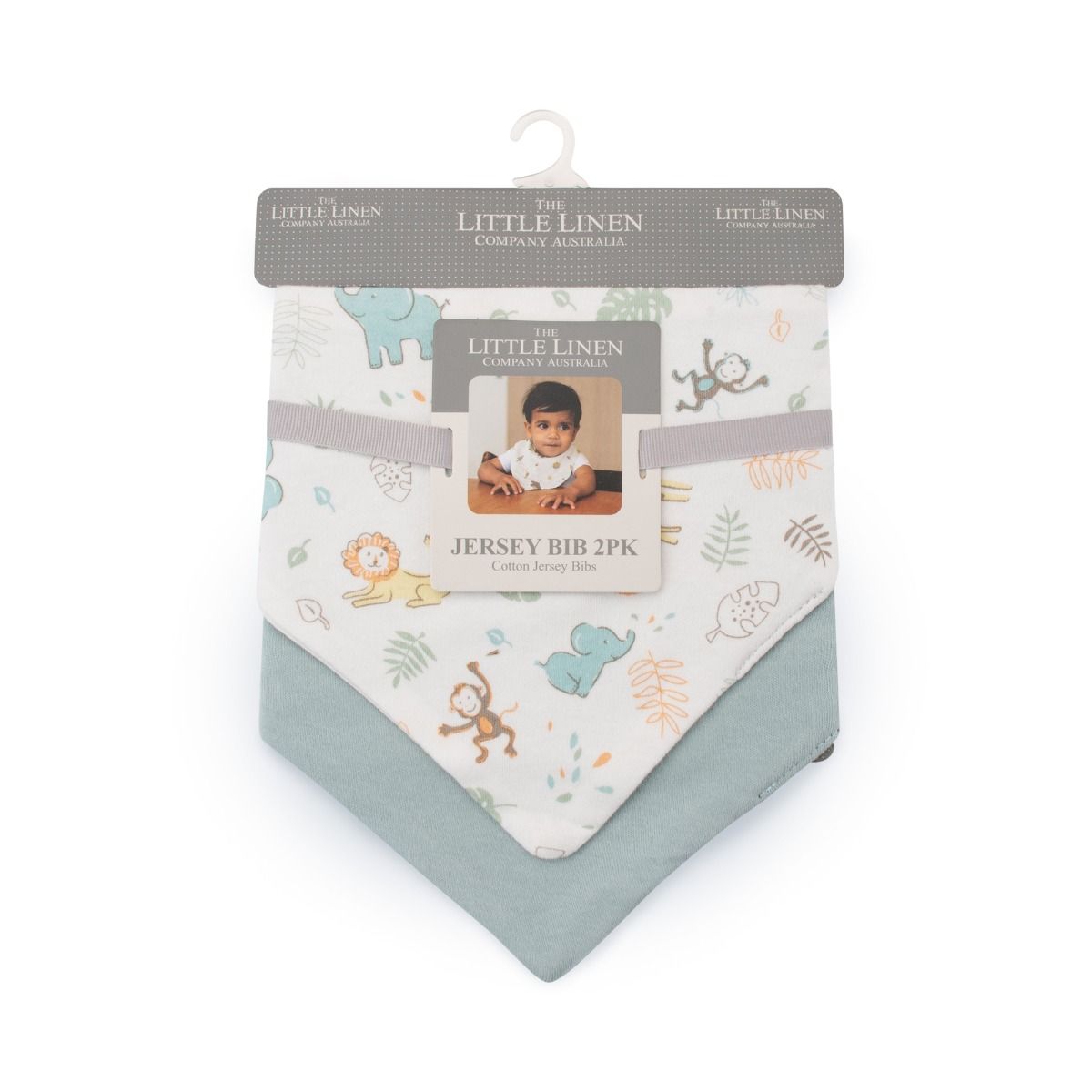 The Little Linen Company Jersey Bib 2pk - Savannah Giraffe | modandtod.com