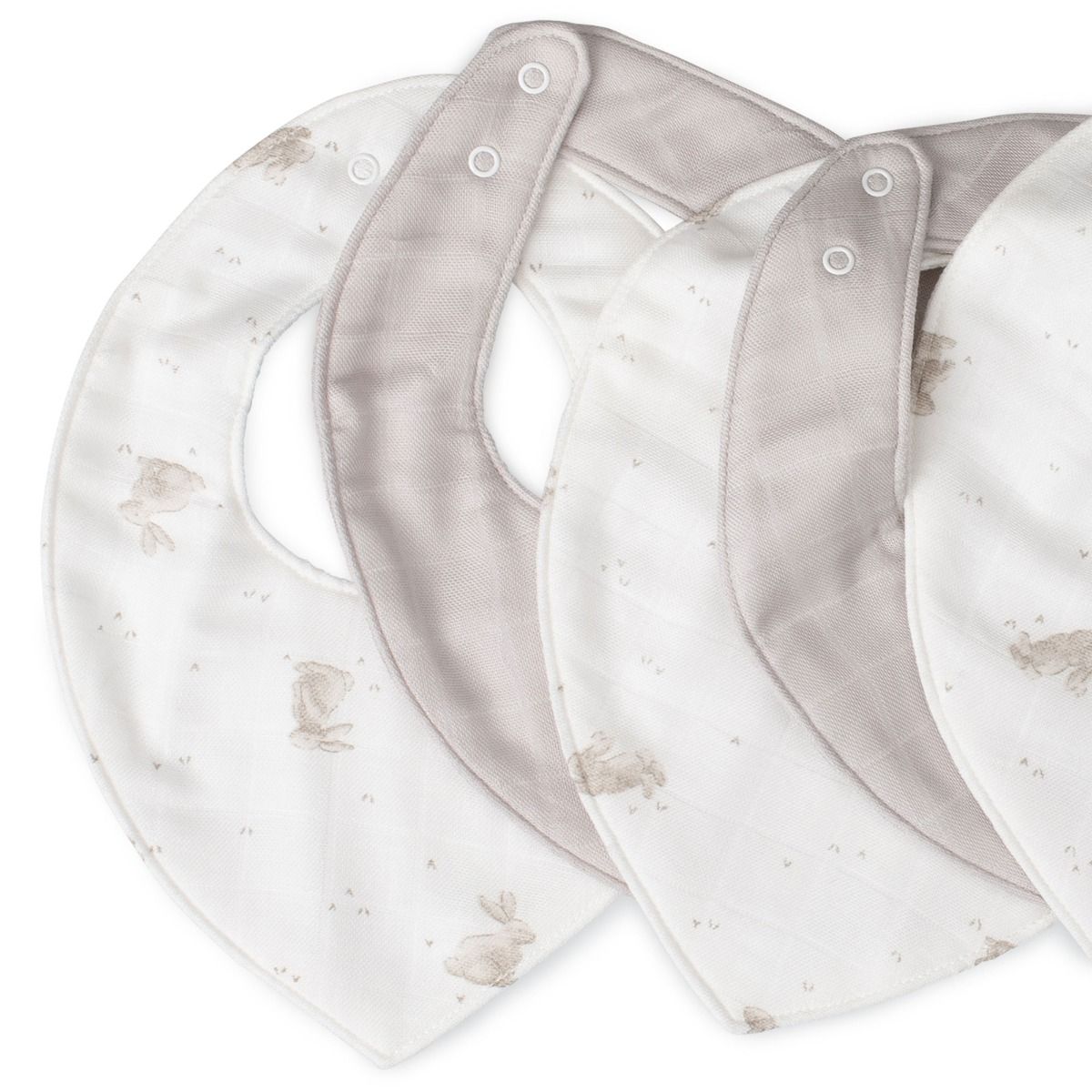 Little Bamboo Muslin Bib 5pk - Stone Grey | modandtod.com