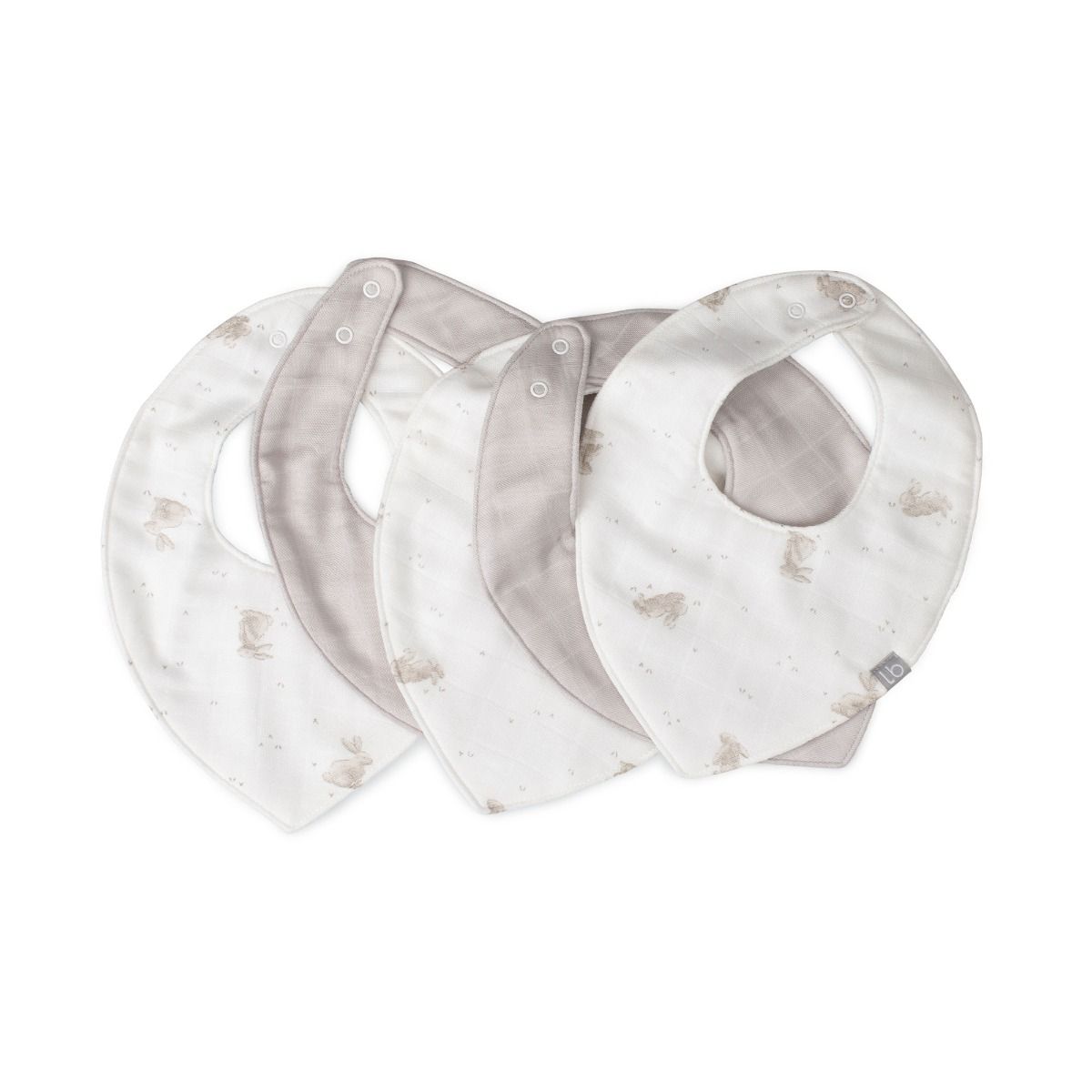 Little Bamboo Muslin Bib 5pk - Stone Grey | modandtod.com