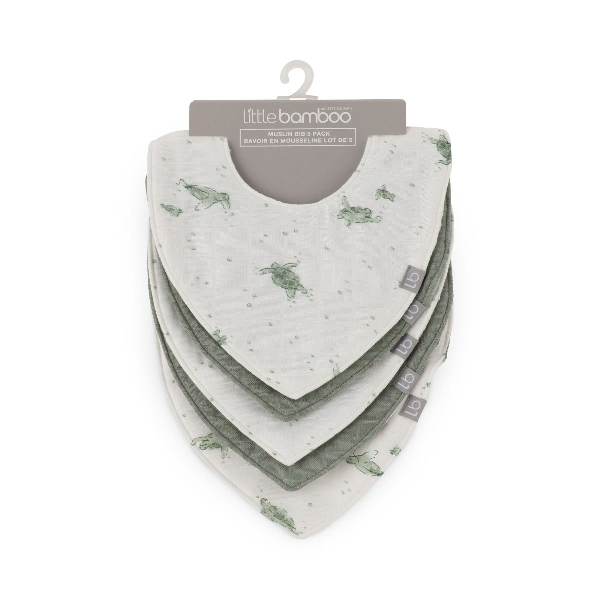Little Bamboo Muslin Bib 5pk - Turtle Bay | modandtod.com
