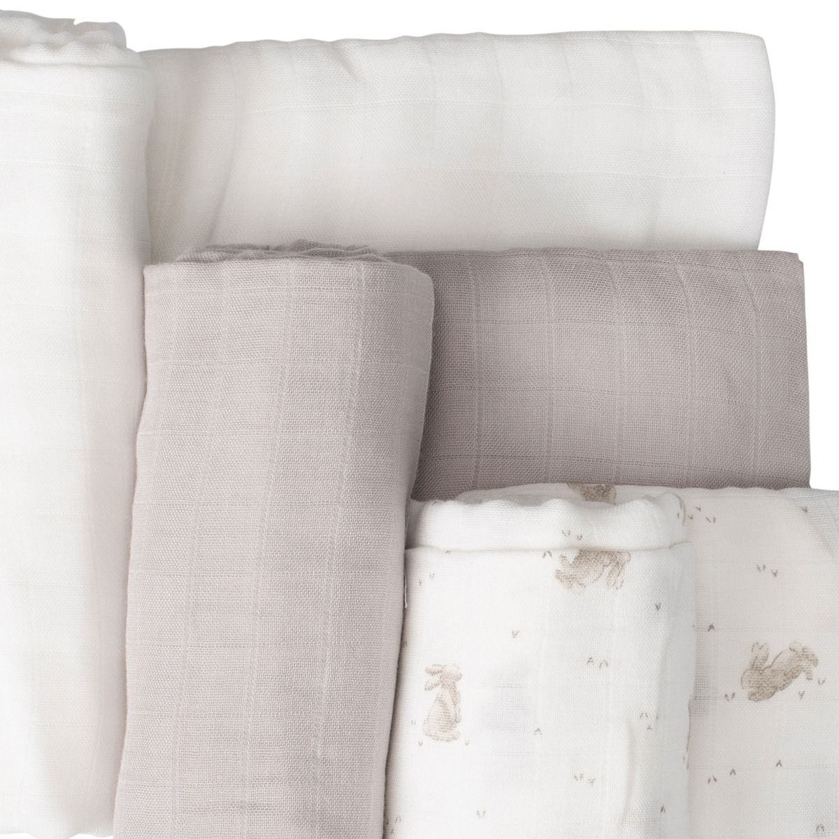 Little Bamboo Muslin Wraps 3pk - Stone Grey | modandtod.com