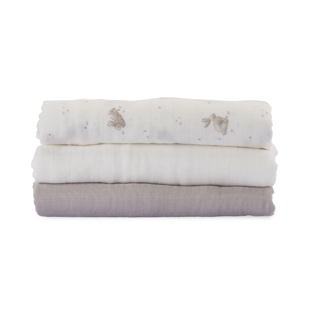 Little Bamboo Muslin Wraps 3pk - Stone Grey | modandtod.com