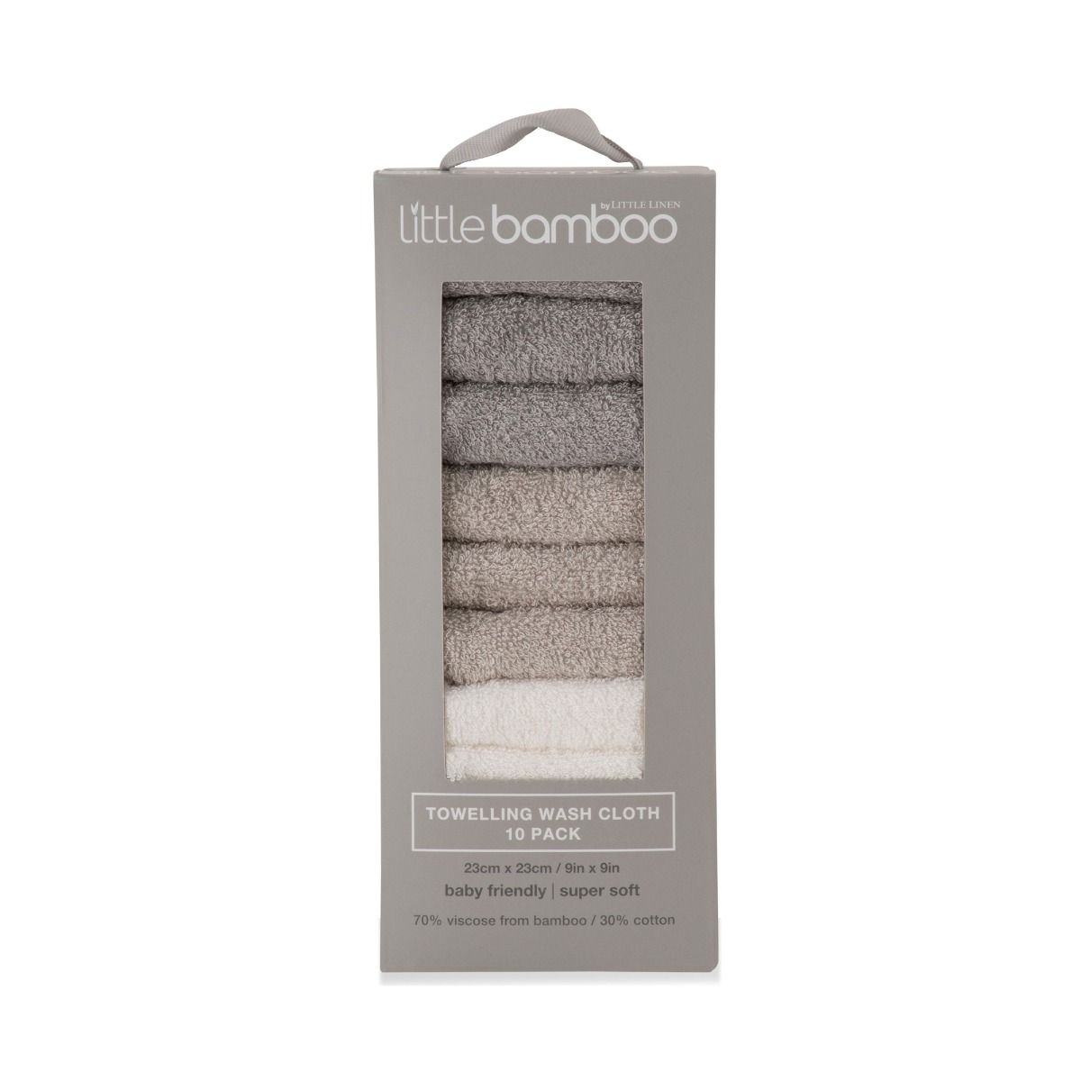 Little Bamboo Towelling Washer 10pk - Stone Grey | modandtod,com