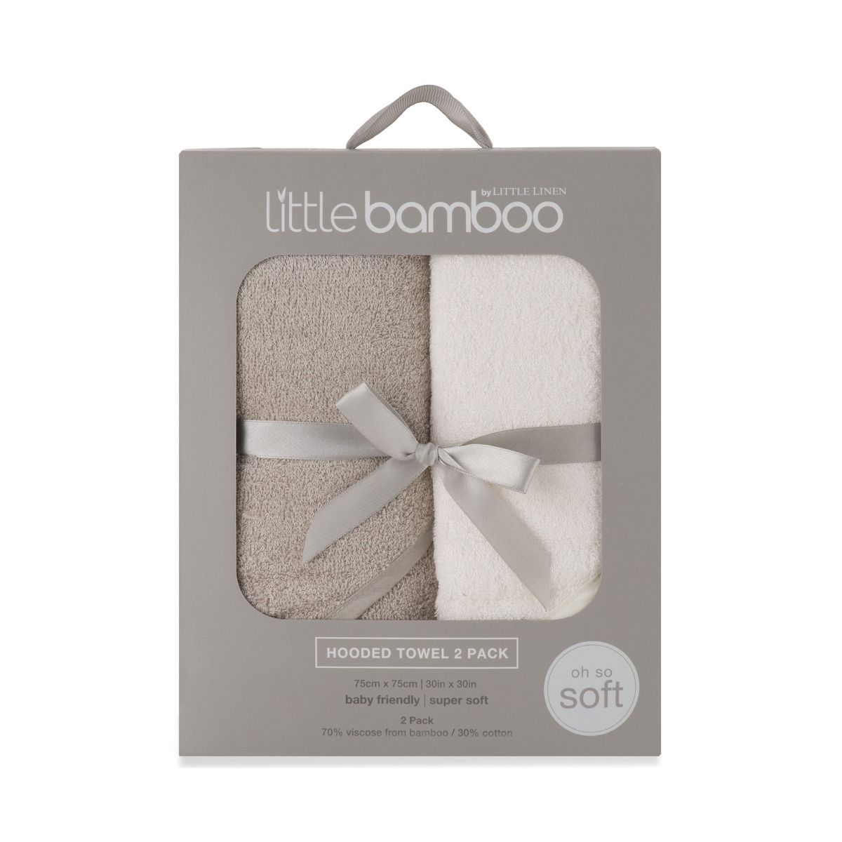 LITTLE BAMBOO HOODED TOWEL 2PK - STONE GREY | modandtod.com