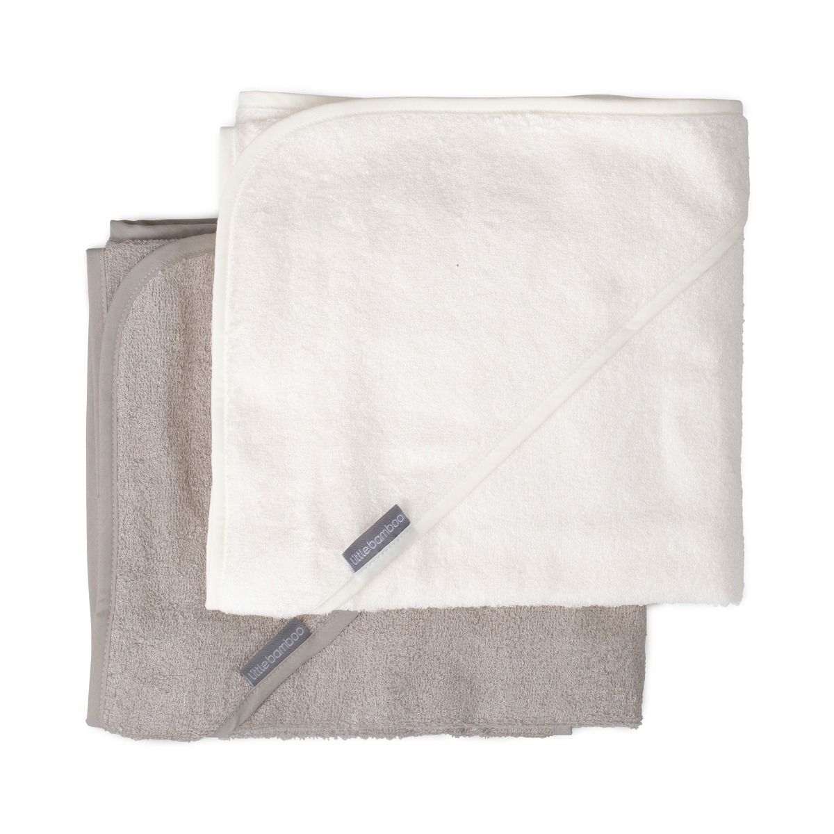 LITTLE BAMBOO HOODED TOWEL 2PK - STONE GREY | modandtod.com