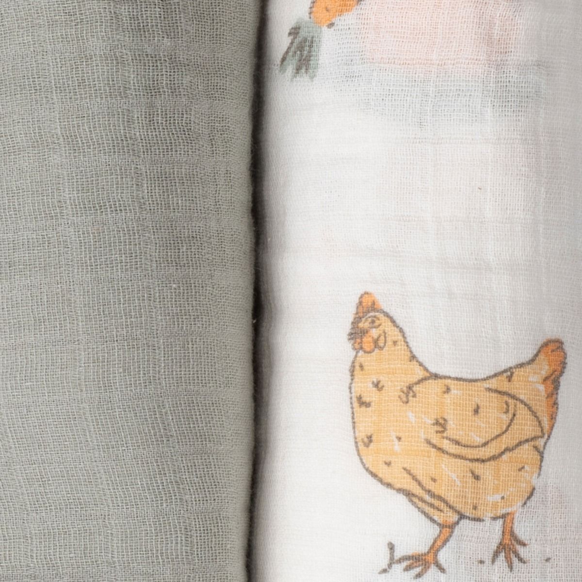 The Little Linen Company LITTLE LINEN MUSLIN WRAPS 3PK - FARMYARD LAMB | modandtod.com