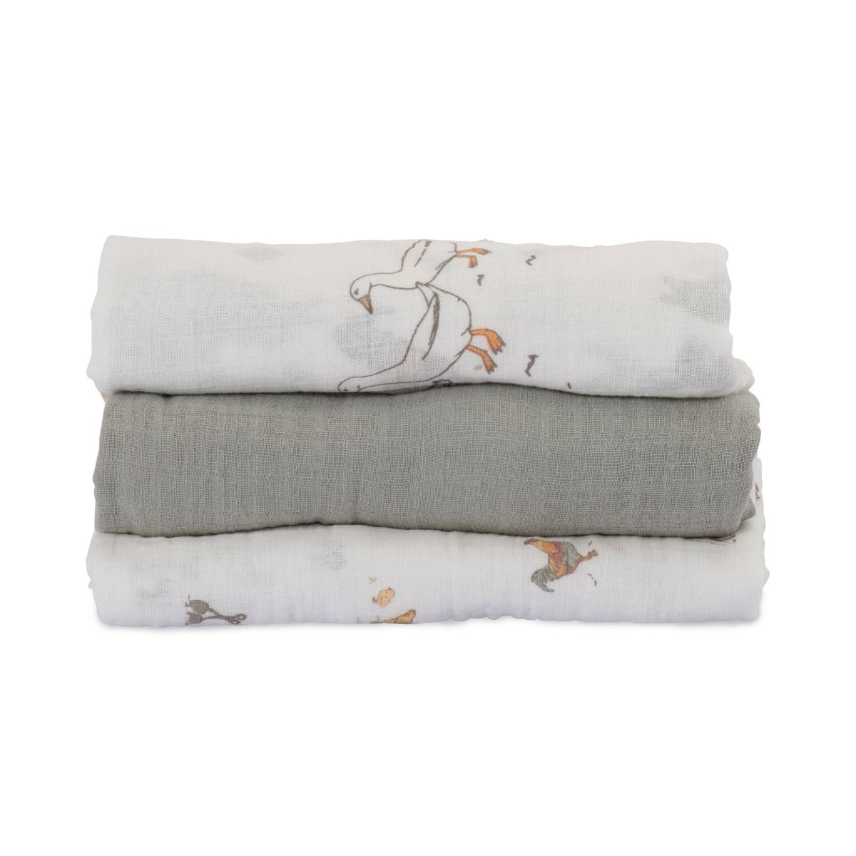 The Little Linen Company LITTLE LINEN MUSLIN WRAPS 3PK - FARMYARD LAMB | modandtod.com