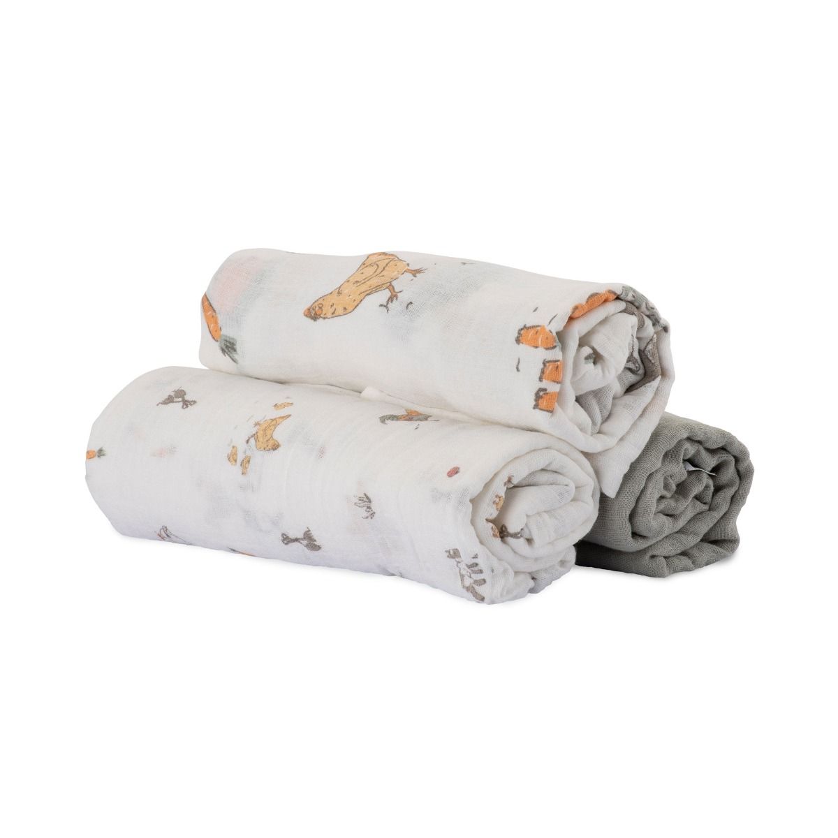 The Little Linen Company LITTLE LINEN MUSLIN WRAPS 3PK - FARMYARD LAMB | modandtod.com