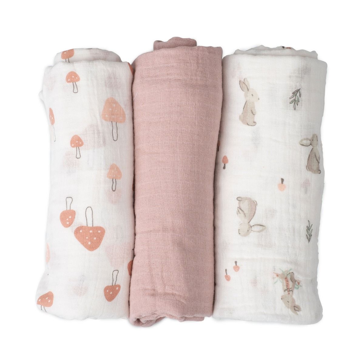 The Little Linen Company MUSLIN WRAPS 3PK - HARVEST BUNNY | modandtod.com