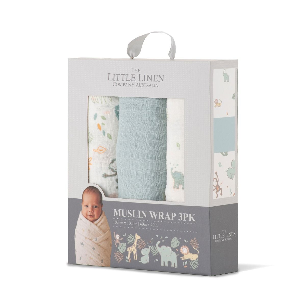 The Little Linen Company MUSLIN WRAPS 3PK - SAVANNA GIRAFFE | modandtod.com