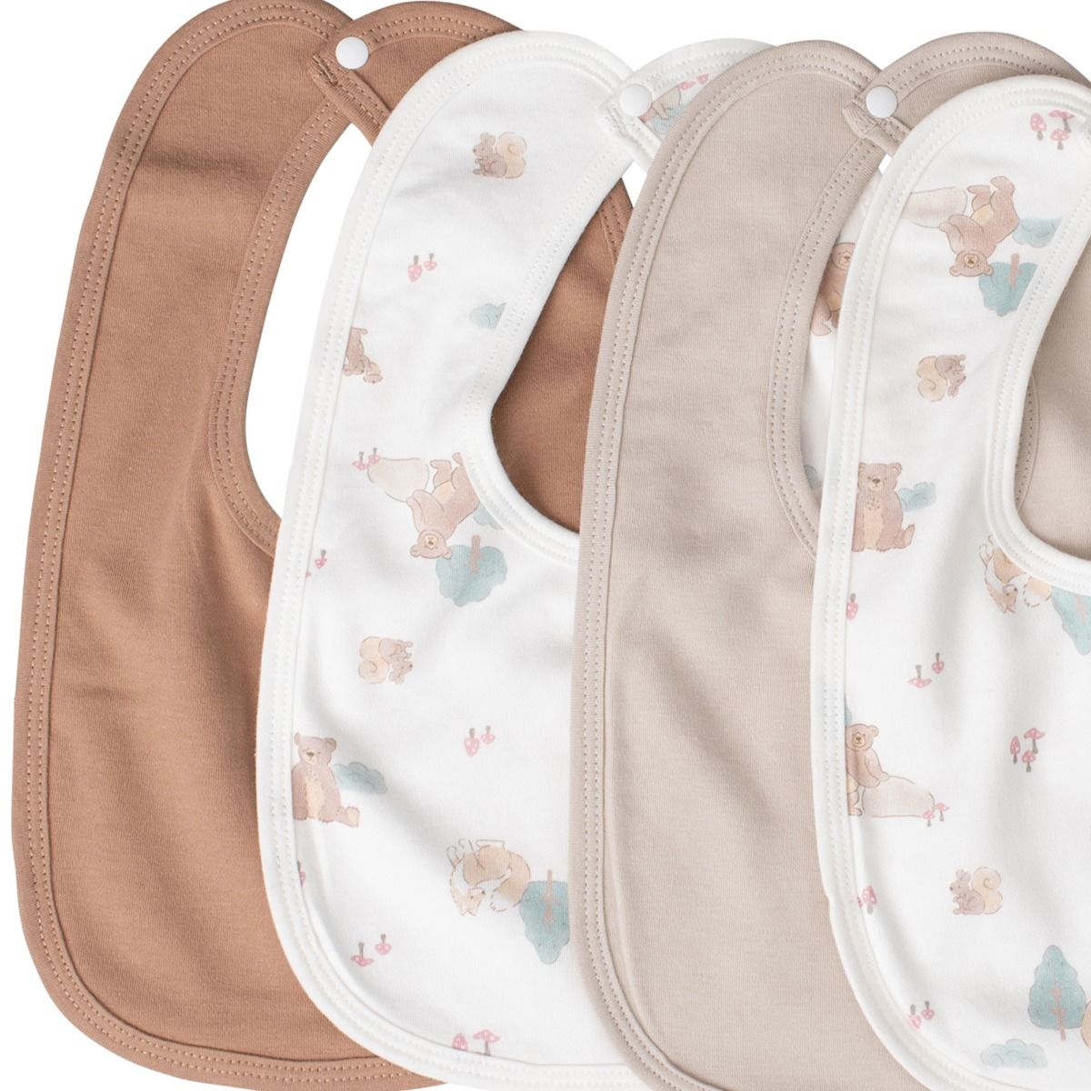 The Little Linen Company JERSEY BIB 5PK - BUSHLAND BEAR | modandtod.com